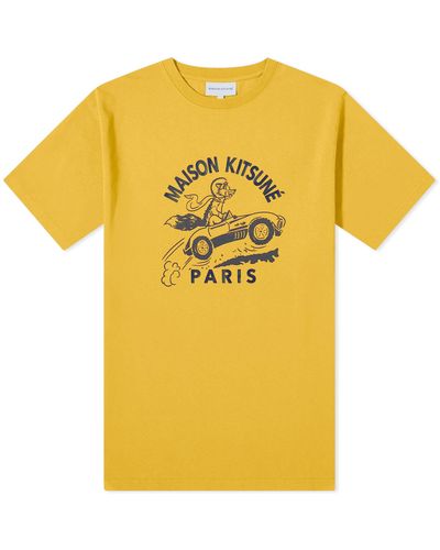 Maison Kitsuné Racing Fox Comfort T-Shirt - Yellow
