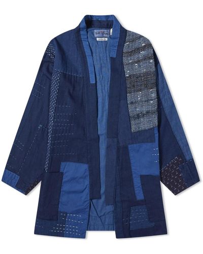 Blue Blue Japan Patchwork Hand Stitched Haori Jacket - Blue