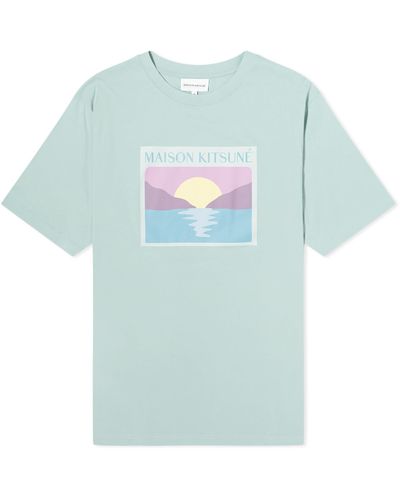 Maison Kitsuné Sunset Postcard Comfort T-Shirt - Blue