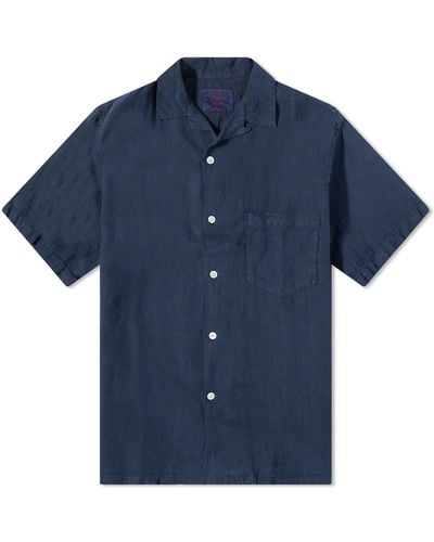 Portuguese Flannel Linen Camp Vacation Shirt - Blue
