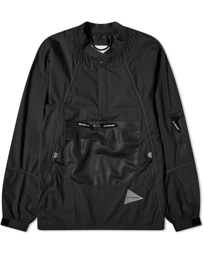 and wander Breathable Ripstop Pullover Jacket - Black