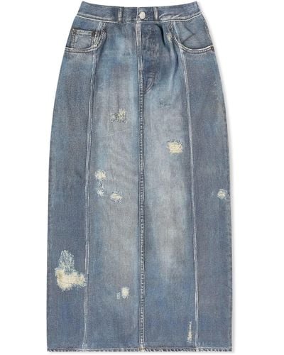 Acne Studios Printed Denim Midi Skirt - Blue