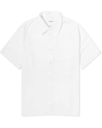 Norse Projects Ivan Oxford Monogram Short Sleeve Shirt - White