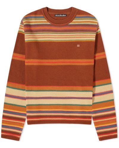 Acne Studios Kenzil Stripes Face Sweater - Orange