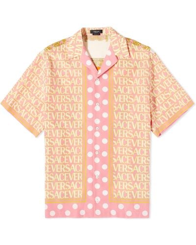 Versace All Over Print Vacation Shirt - Pink
