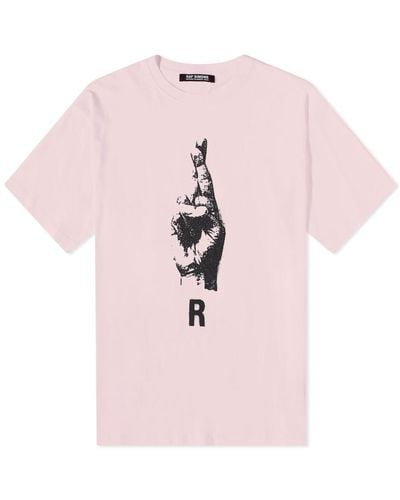 Raf Simons Oversized Hand Sign Print T-Shirt - Pink