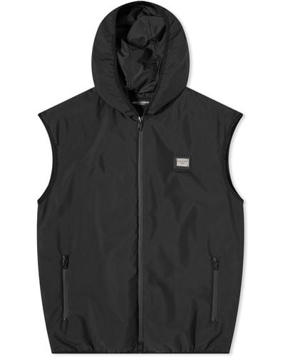 Dolce & Gabbana Technical Nylon Hooded Vest - Black