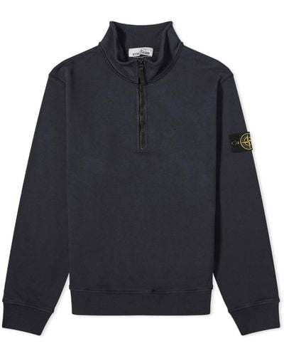 Stone Island Garment Dyed Half Zip Sweat - Blue