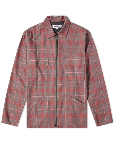 Fucking Awesome Full Zip Flannel Shirt Jacket - Red