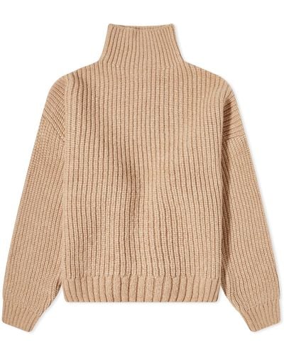 Anine Bing Sydney High Neck Sweater - Natural