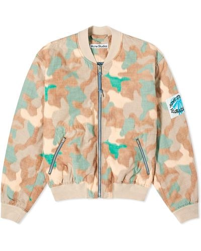 Acne Studios Oleary Camouflage Bomber Jacket - Green
