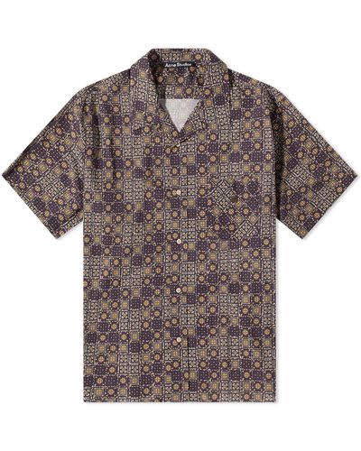 Acne Studios Sowl Printed Face Vacation Shirt - Brown