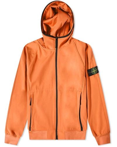 Stone Island Light Soft Shell-R Hooded Jacket - Orange
