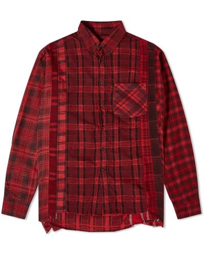 Needles 7 Cuts Wide Over Dyed Flannel Shirt - Red