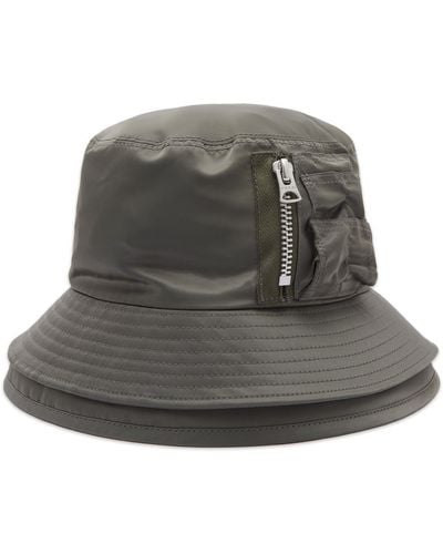 Sacai Pocket Double Brim Bucket Hat - Grey