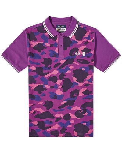 Fred Perry X Bape Camo Polo Shirt - Purple