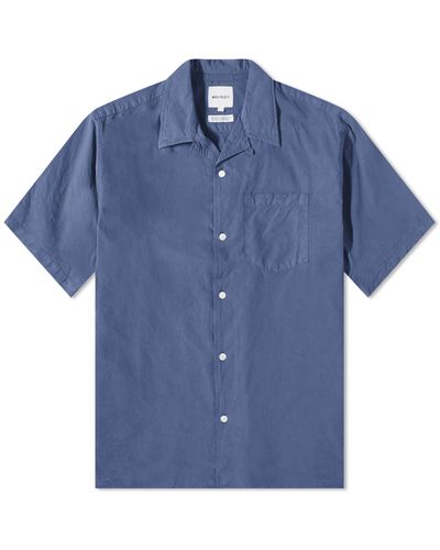 Norse Projects Carsten Tencel Short Sleeve Shirt - Blue