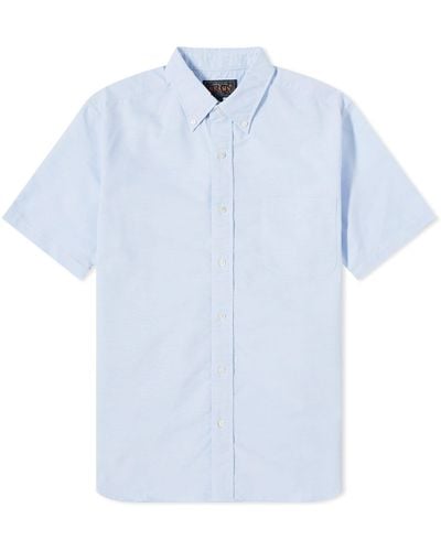 Beams Plus Bd Short Sleeve Oxford Coolmax Shirt - Blue