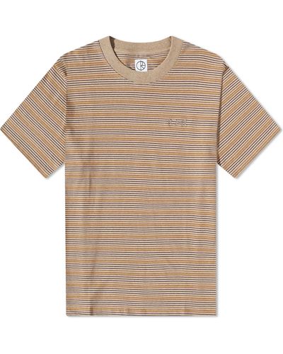 POLAR SKATE Stripe Surf T-Shirt - Brown