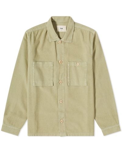 Folk Microcheck Cord Shirt - Green