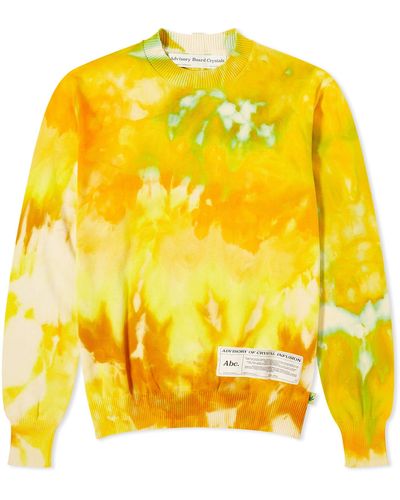 Advisory Board Crystals Tie-dye Crew Sweat - Yellow