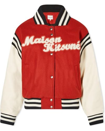Maison Kitsuné Varsity Jacket - Red