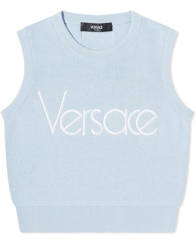 Versace Logo Sleeveless Top - Blue