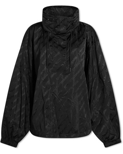 Alexander Wang Half Zip Track Jacket In Jacquard Nylon - Black
