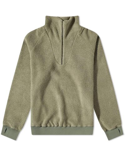 Beams Plus Half Zip Popover Fleece Jacket - Green