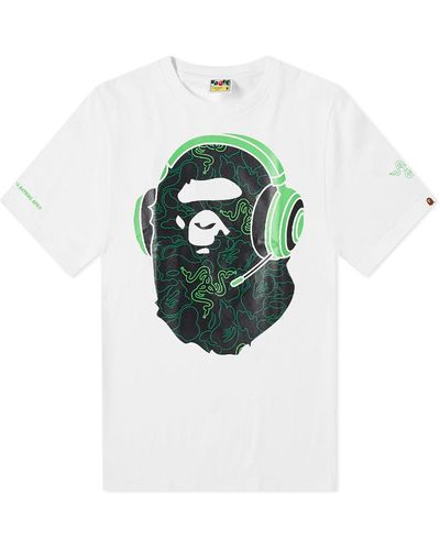 A Bathing Ape X Razer Neon Camo Ape Head T-Shirt - Green