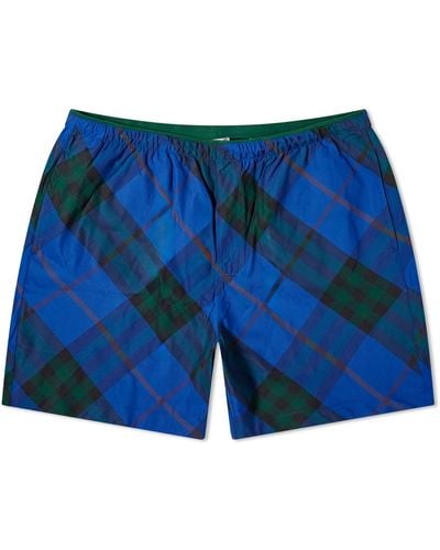 Burberry Ekd Logo Check Swim Shorts - Blue