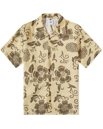 NN07 Ole Linen Floral Vacation Shirt - Metallic