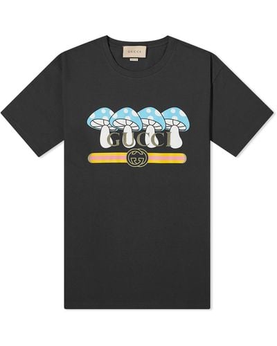 Gucci Mushroom Logo T-Shirt - Black