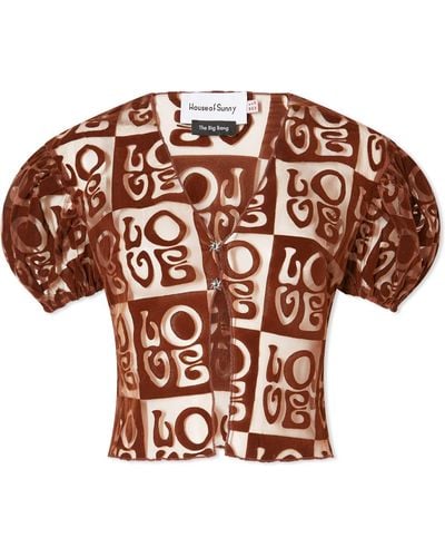 House Of Sunny Casa Amour Embroidered Top - Brown