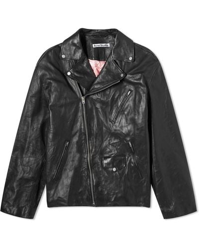 Acne Studios Liker Distressed Nappa Leather Jacket - Black