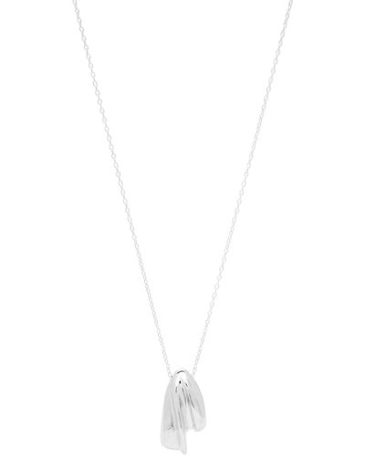 Saint Laurent Pinch Drop Pendant Necklace Brilliant - White
