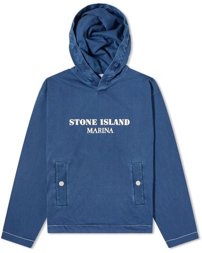 Stone Island Marina Logo Hoodie - Blue