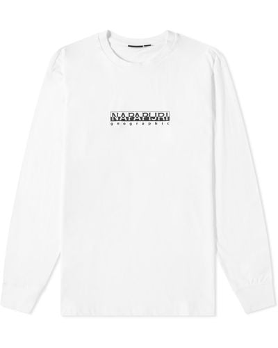 Napapijri Long Sleeve Box Logo T-Shirt - White