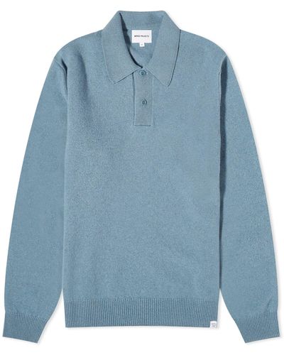 Norse Projects Marco Merino Lambswool Polo Shirt - Blue