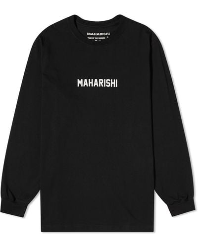 Maharishi Long Sleeve Woodblock Dragon T-Shirt - Black