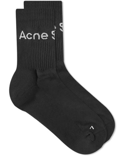 Acne Studios Short Rib Logo Sock - Black
