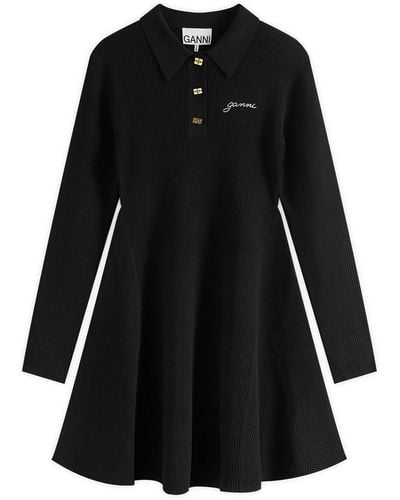 Ganni Rib Mini Dress - Black