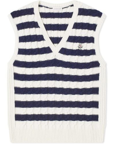 Moncler Striped Knit Vest - Blue