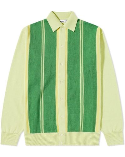 Flagstuff Stripe Cardigan Polo Shirt - Green