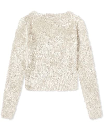 Marine Serre Puffy Knit Cropped Pullover - White