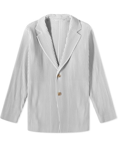 Homme Plissé Issey Miyake Pleated Single Breasted Jacket - Gray