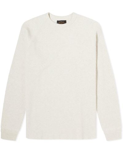 Beams Plus Long Sleeve Thermal T-Shirt - White