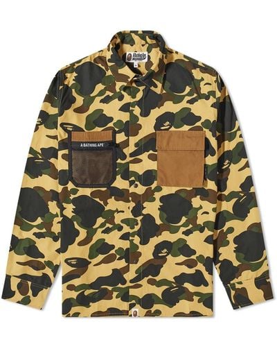 A Bathing Ape 1St Camo Outdoor Detail Pocket Relaxed Fit Shi - Yellow