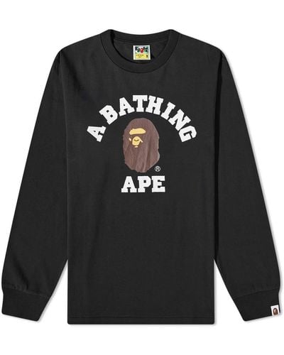 A Bathing Ape Long Sleeve University T-Shirt - Black