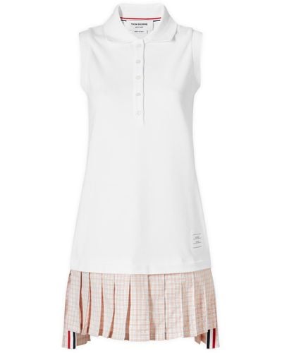 Thom Browne Mini Pleated Polo Dress - White